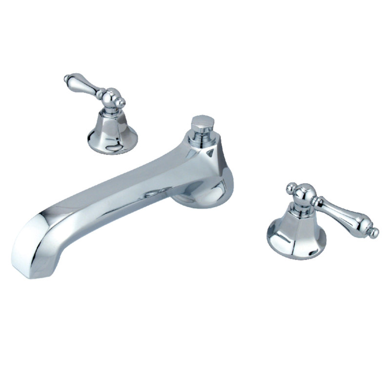 Robinet de baignoire romaine à 3 poignées et 3 poignées à fixation sur le comptoir Kingston, Chrome poli