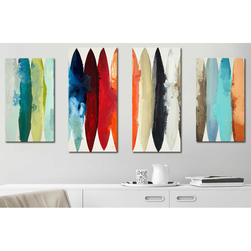 «Even Flow», ensemble de 4 reproductions sur toiles tendues, H 30 po x l 56 po x P 1 po