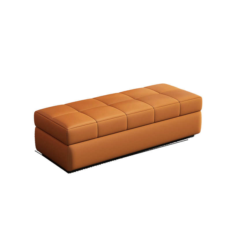 Repose-pieds avec rangement en cuir italien italien, Orange