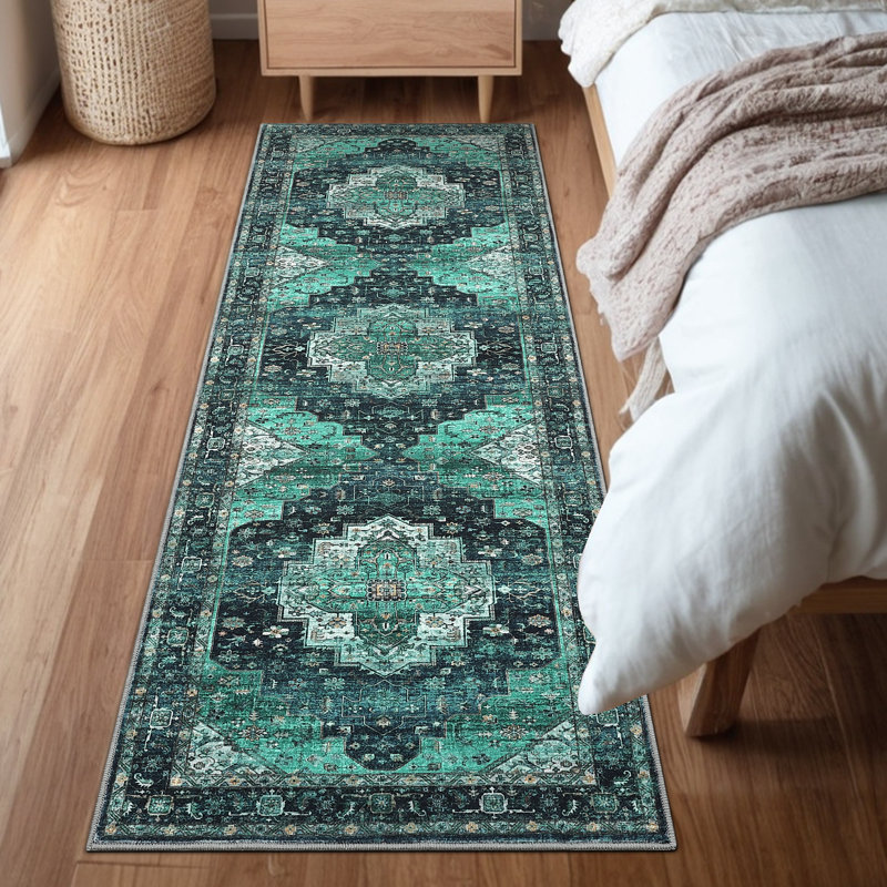Tapis oriental antidérapant pour salle de bain Mcquay, Tapis de couloir 2 pi x 6 pi