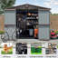 Unité de rangement extérieure en métal 8,2 pi x 6,2 pi - Portes de jardin à double verrouillage pour la cour arrière, évents, rouille, outil de rangement en acier brun pour