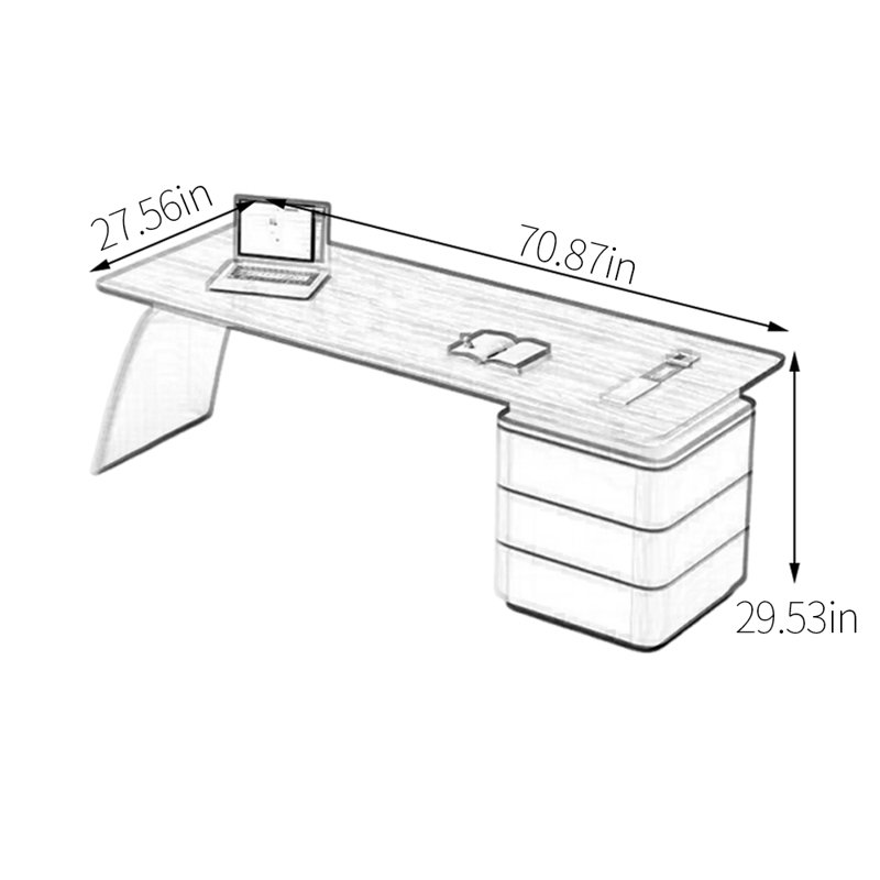 Bureau en bois massif massif, Noir, H 29,53 po x l 70,87 po x P 27,56 po