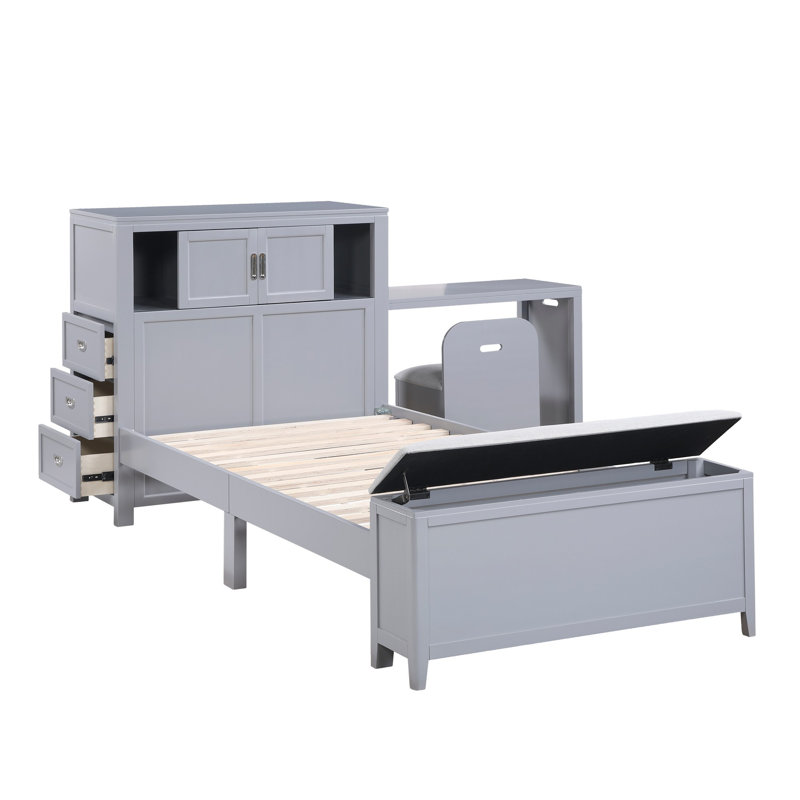Cadre de lit plateforme Mid-Century, Lit simple, Gray