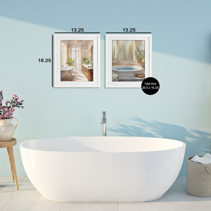 Ensemble de salle de bain Serenity Bath, H 16 po x l 13 po, Cadre blanc côtier