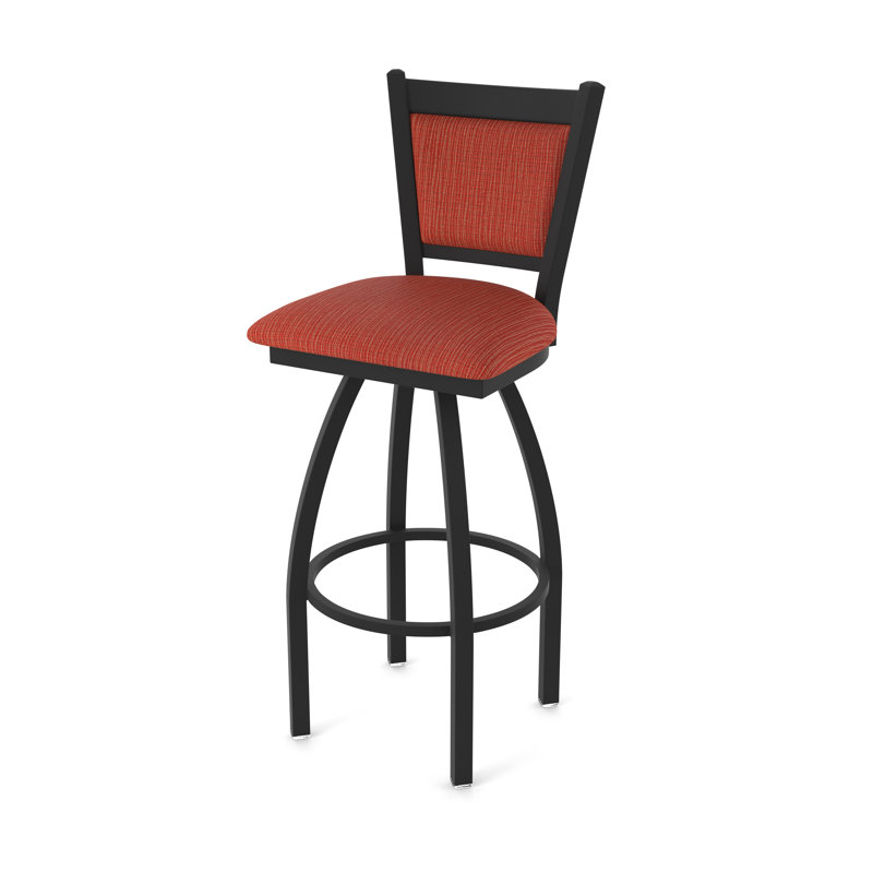 Tabouret pivotant Hadleigh, Noir froissé, Tabouret de bar (siège d'une hauteur de 36 po), Tissu - graphite coquelicot
