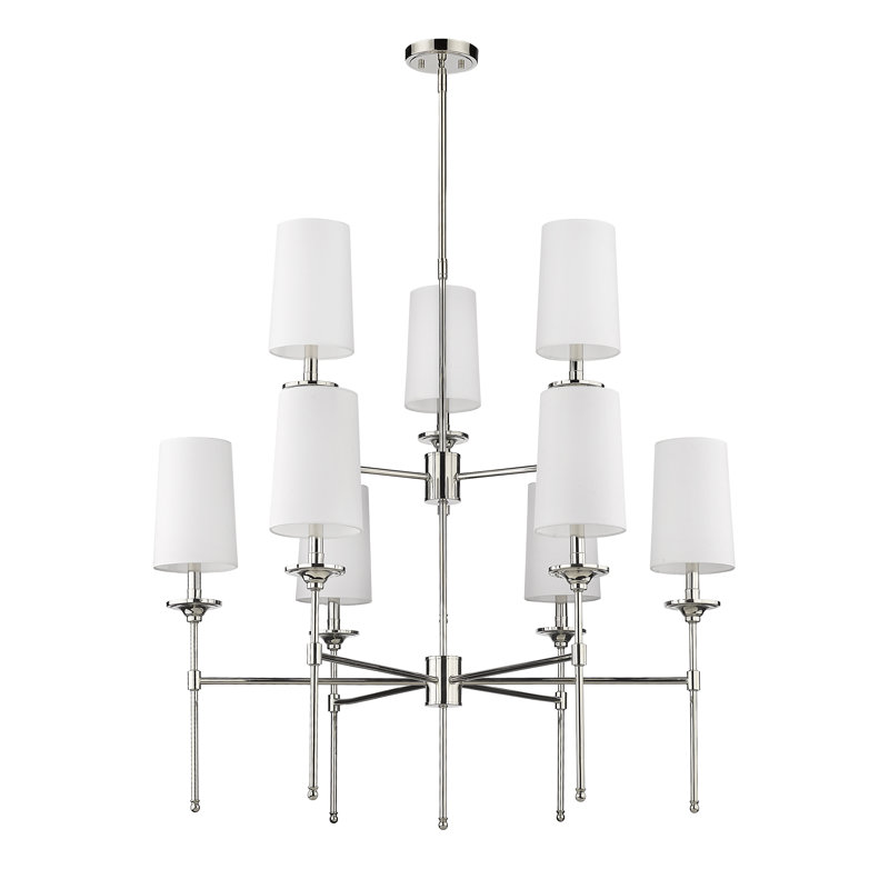 Lustre à intensité variable 9 lumières Hayse, Nickel poli