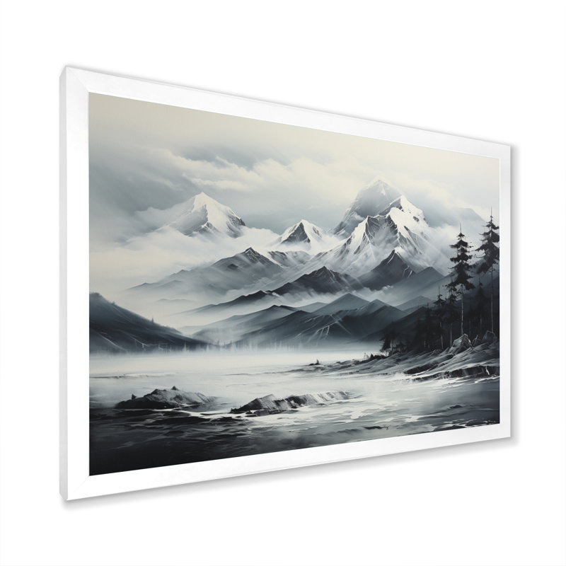 «Beach Photo Mountain Majesty I», art mural sur toile, H 12 po x l 20 po x P 1 po, Cadre simple blanc