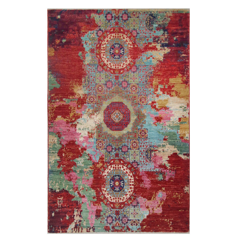 High-Quality Hand-Knotted Pink And Red Area Rug
