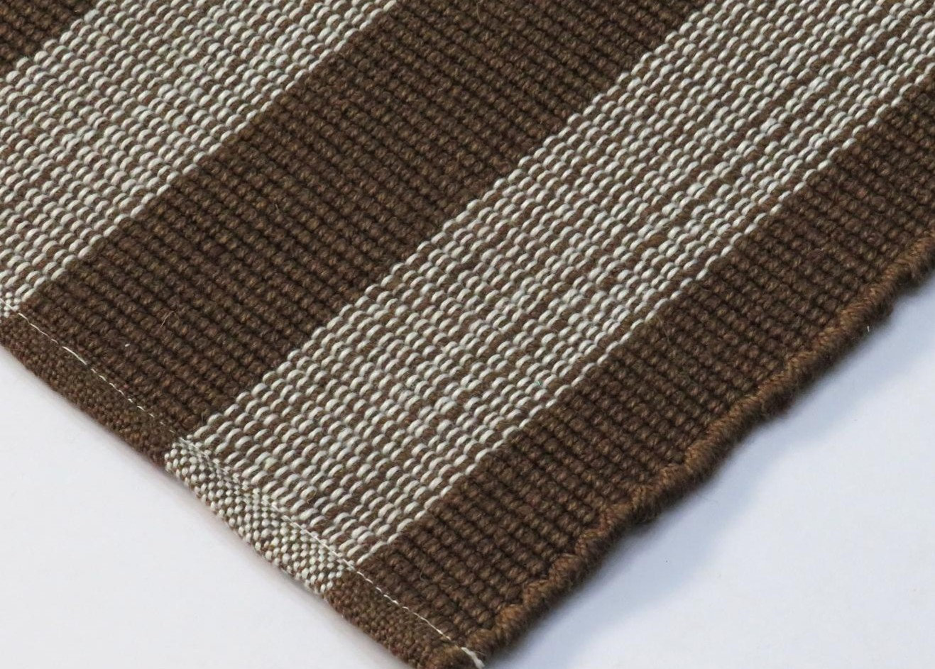 Jeanette Hand-Woven Striped Rug, Rectangle 9' x 12', Brown