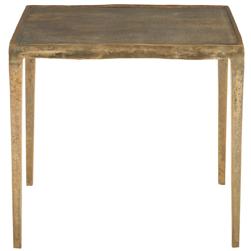 Benson Vintage Brass Square Cast Aluminum End Table