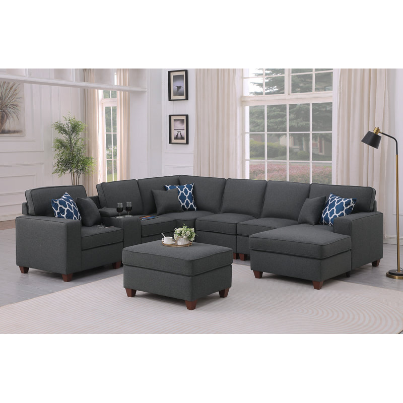 Canapé modulaire avec repose-pieds 8 pièces Tina