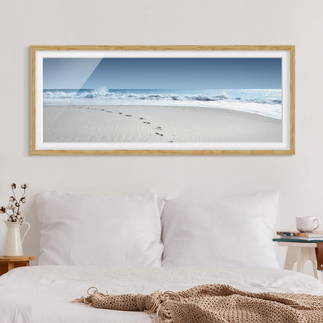 Bild mit Rahmen - Spuren im Sand - Panorama-Landschaft - B