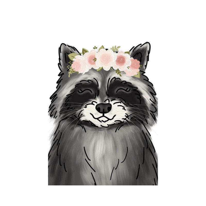 Floral Crown Raccoon by Katie Bryant - Wrapped Canvas Print, 20.32 cm H x 30.48 cm W
