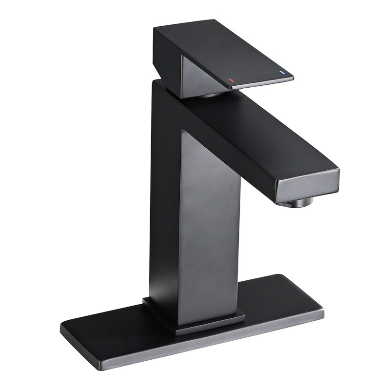 Modern Bathroom Faucet, Stainless Steel, Matte Black Finish, With Drain Assembly For Decoration Project 3 Tap, Single Hole, Enhancement