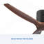 Ventilateur de plafond rustique d'intérieur 52 pouces noir mat avec 3 pales en bois massif et télécommande