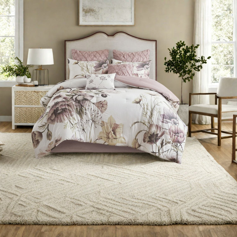 Ensembles de literie en coton de qualité supérieure, motif floral rosé, très grand