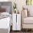 White Modern End Table, Elegant Nightstand with Metal Foot & Mirrored Metal Handles-1528497683