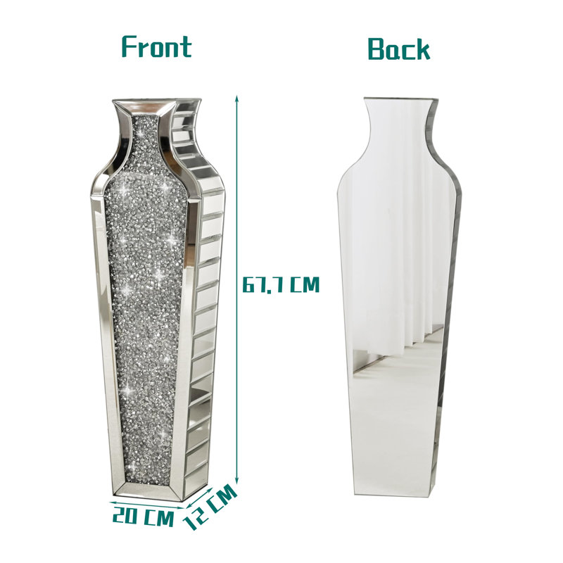 68CM Handmade Mirrored Crystal Glass Floor Vase （Set of 2）
