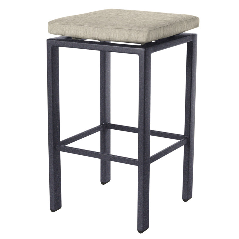 Aris Outdoor Bar Stool, Graphite, Flagship Stone Sunbrella®, 31.25"