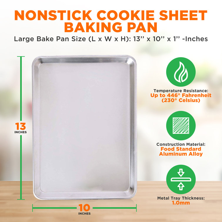 Aluminum Quarter Sheet Baking Pan size, Steel Nonstick Cookie Sheet, S