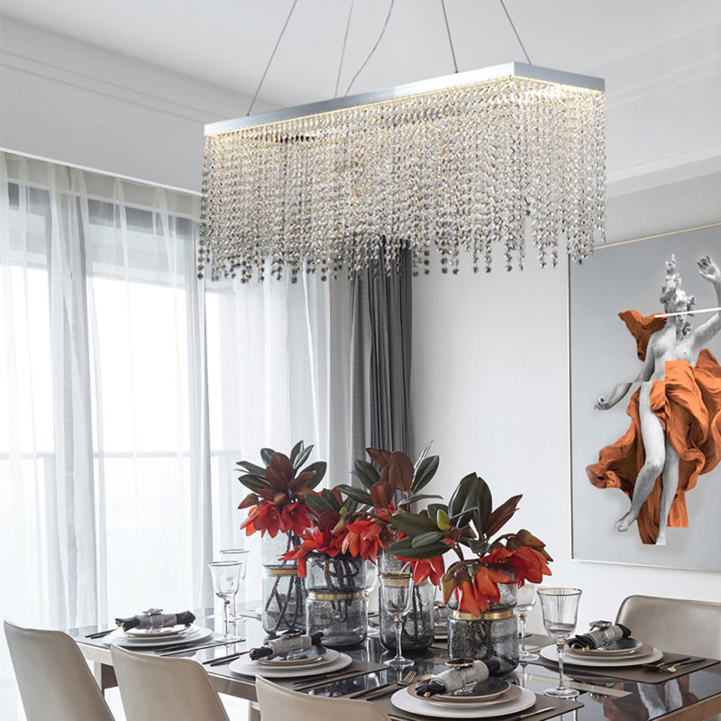 Tim Chrome Dimmable LED Chandelier With Clear Beaded Crystals