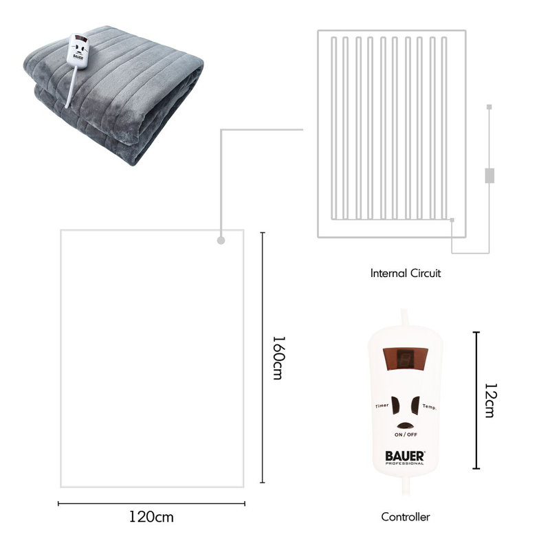 Heated Throw Blanket, Grey
