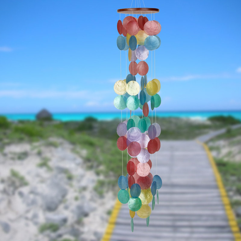 Multicolored Capiz Shell Waterfall Wind Chime, 40" Long