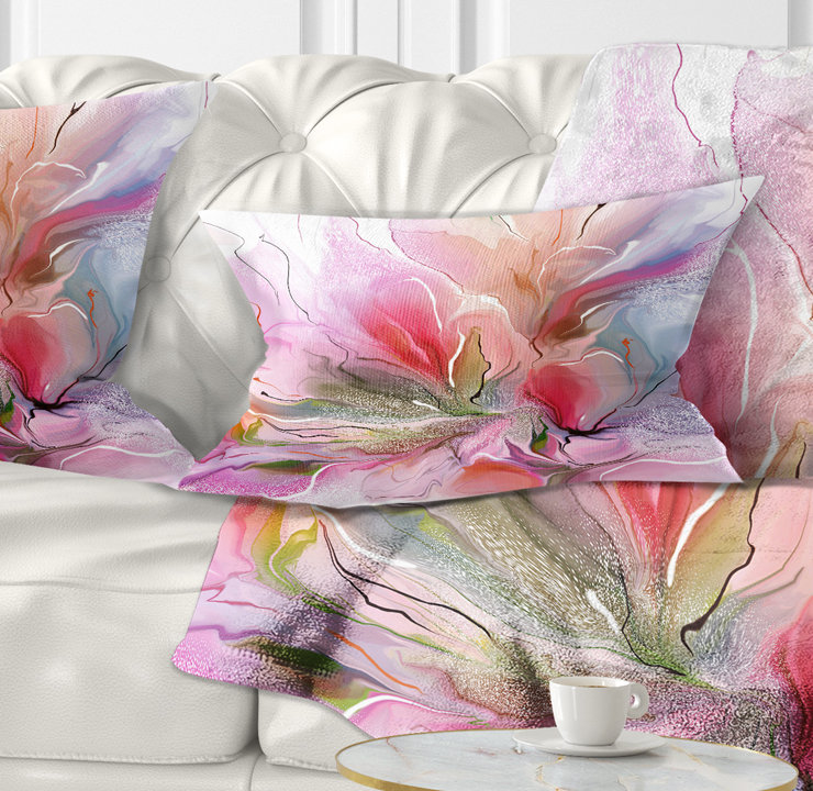 Coussin décoratif floral à motif peint