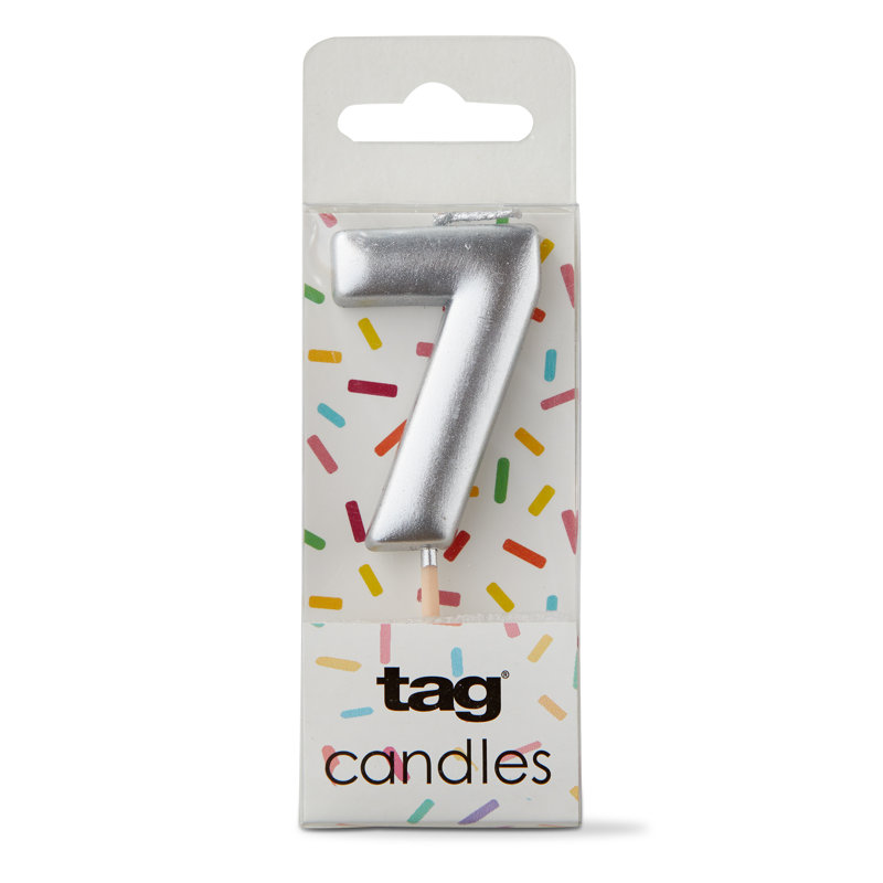 Célébration de fête d'anniversaire à la cire de paraffine argentée à 7 chiffres Metallic, Argent argent