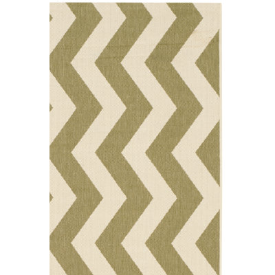 Tapis intérieur / extérieur vert / beige Arneshia