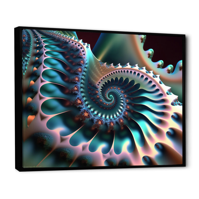 «Pastel Fractal Spiral Universe VI», reproduction sur toile, H 12 po x l 20 po x P 1 po, Cadre flottant noir