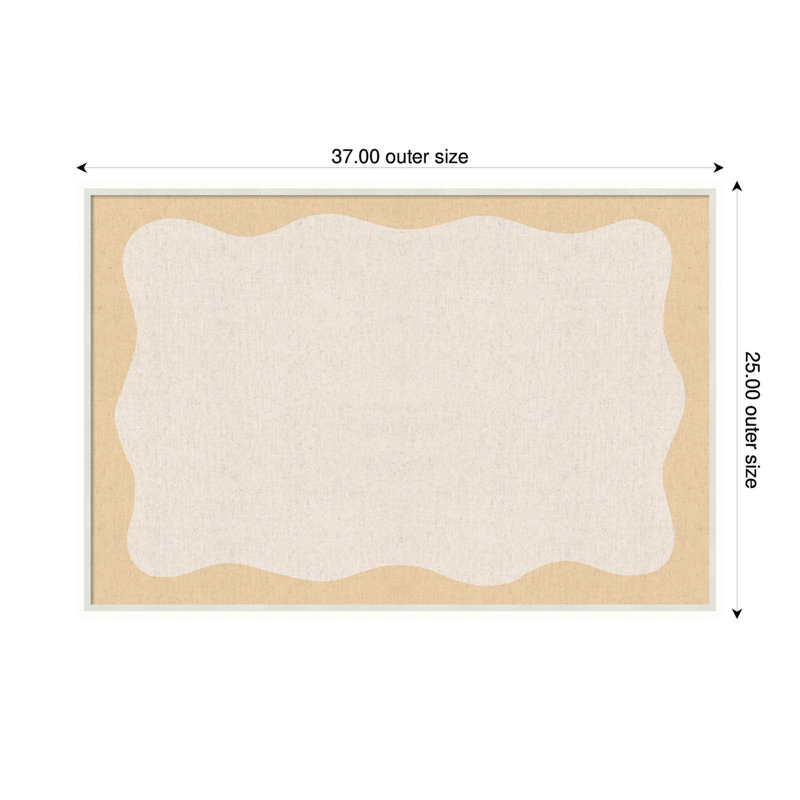 Tableau d'affichage en lin encadré en tissu, H 25 po x l 37 po x P 1,75 po, Lucie White, Jaune/beige