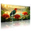 Ensemble de 3 tableaux sur toile représentant des oiseaux et des fleurs tropicales-1431114799