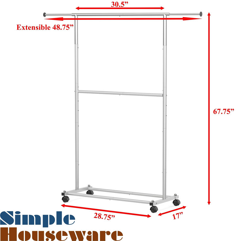 Steel Adjustable Rolling Clothing Rack