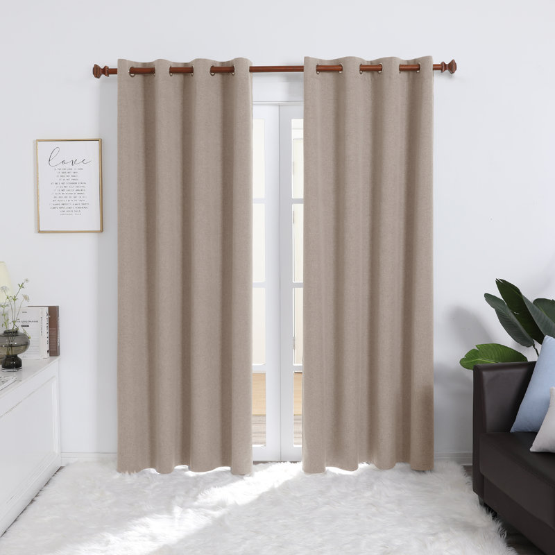 Riey Blackout Curtain Panel Pair, 52" W x 72" L, Khaki