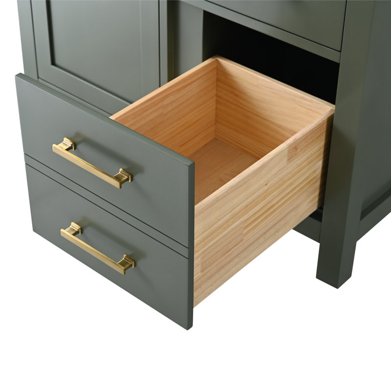Trevor 36" W Single Vanity, Vintage Green/Brushed Gold