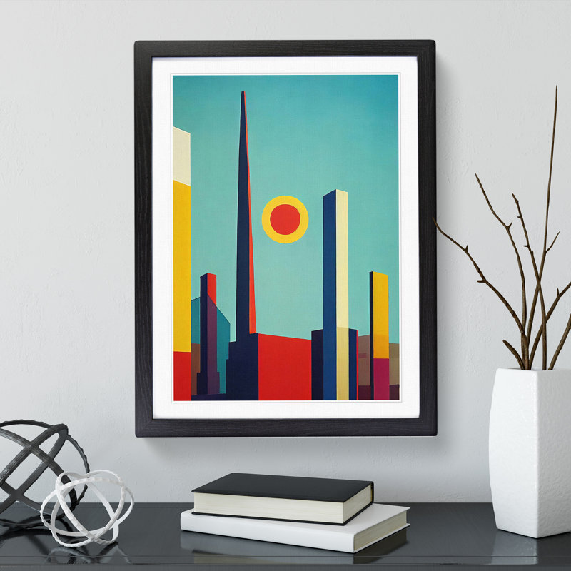 City Skyline Abstract No.6 - Single Picture Frame Print, Black, 64cm H x 46cm W x 2cm D
