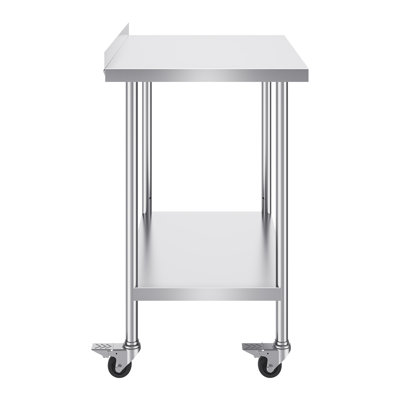 24 x 24 x 40 Inch Stainless Steel Work Table, Commercial Food Prep Worktable with Casters, Heavy-Duty Prep Worktable, Metal Work Table with Adjustable Height for Restaurant, Home and Hotel