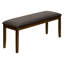 Banc rectangulaire transitionnel de 44 po avec siège rembourré en tissu brun et fabrication en bois massif pour une assise confortable