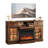 Farmhouse Walnut 58'' TV Stand For Tvs Up To 70'' With Electric Fireplace And Adjustable Shelves With Glass Door-454932486