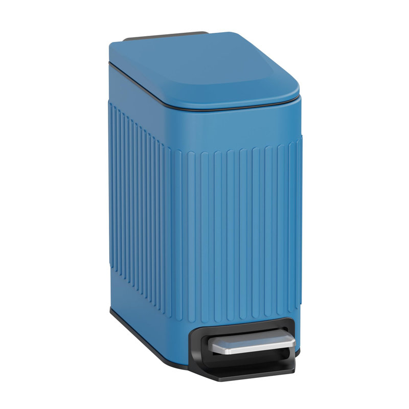 Petite poubelle de salle de bain avec couvercle à fermeture en douceur, Bleu