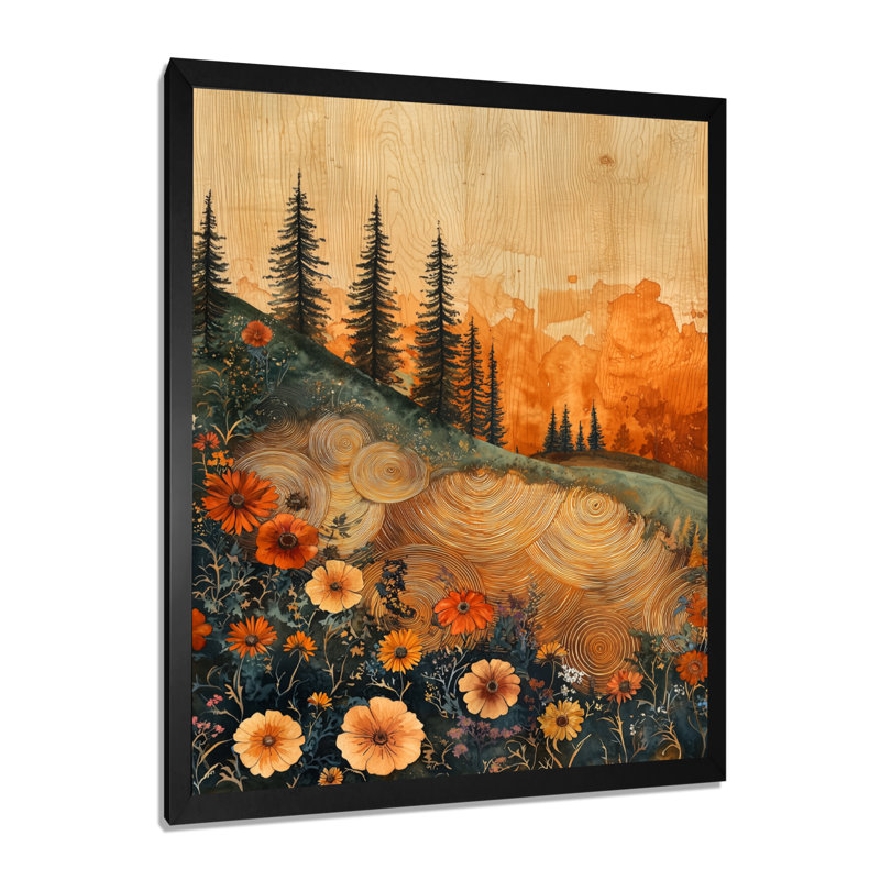 Barnish - Floral Canvas Prints, Black, 20" H x 12" W, Single Picture Framed Print