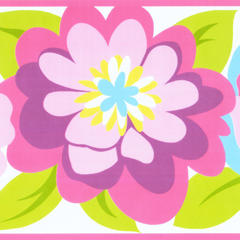 Bordure de papier peint L 15 pi x l 8,8 po Kaiyue, Rose / vert / mauve