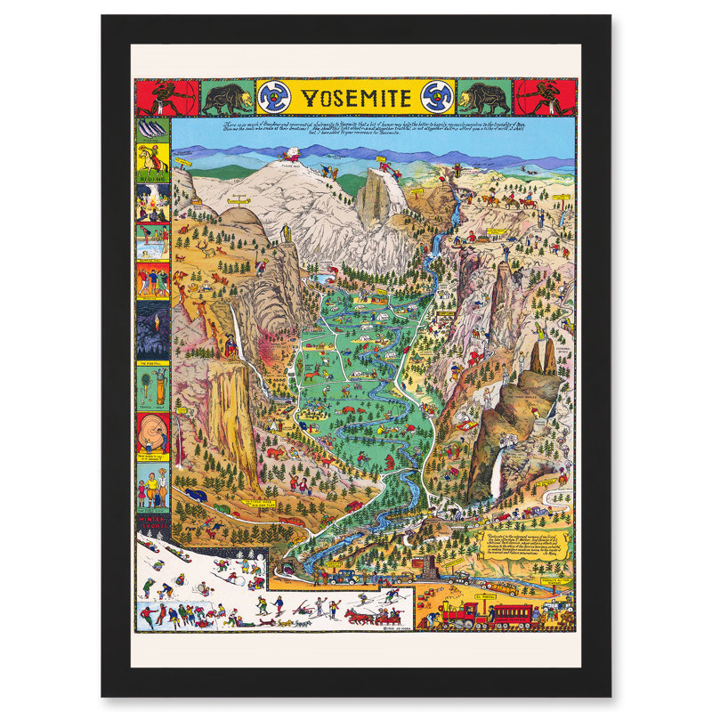 Map Mora 1931 Yosemite Valley Pictorial National Park USA - Single Picture Frame Print