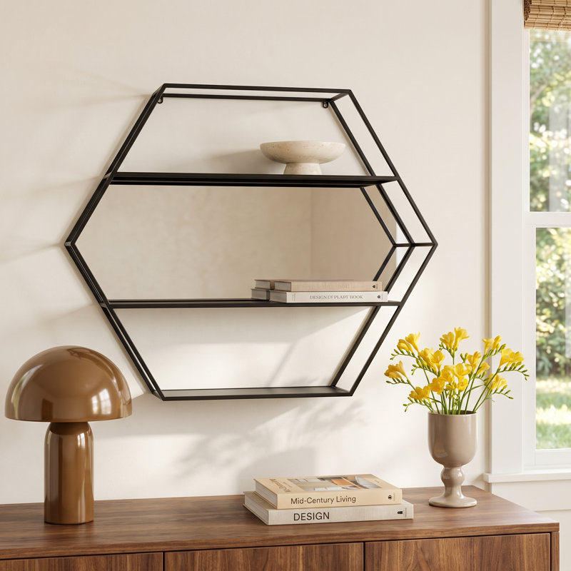 Celestia 3 Piece Hexagon Accent Shelf, Black
