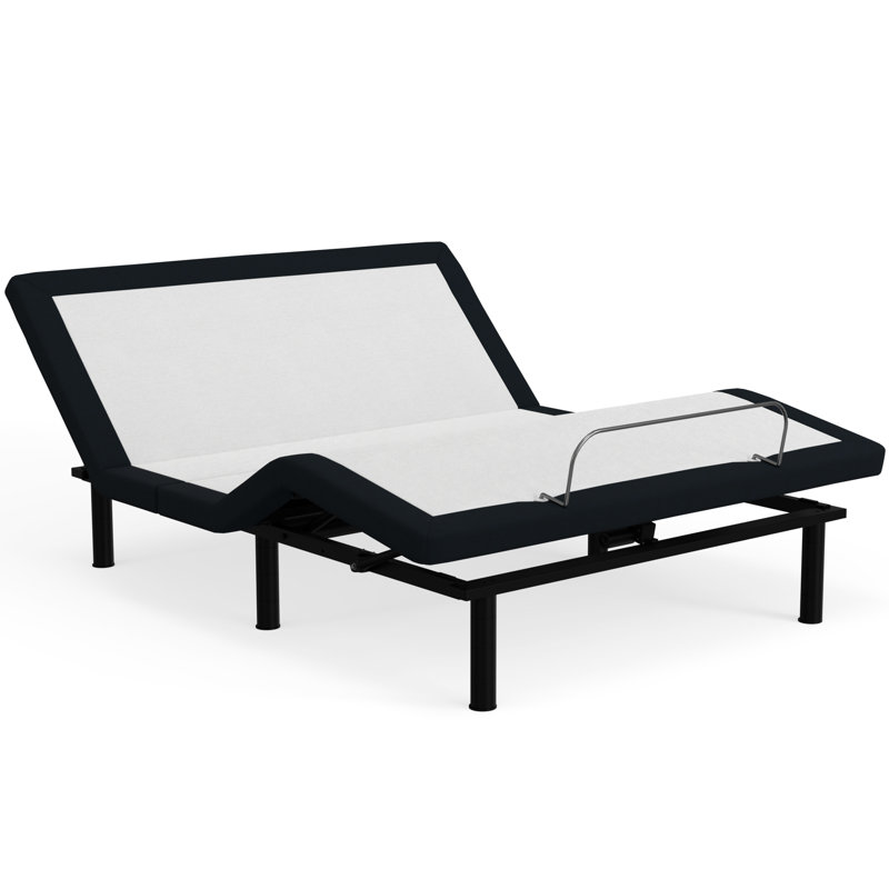 Lit gris avec base en métal réglable zéro, télécommande sans fil pour une expérience personnalisée Taille de base réglable, métal, gris, confort amélioré