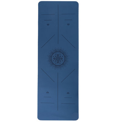 Wakeman Outdoors Yoga Mat with Alignment Marks - Lightweight Exercise Mat with Carry Strap for Home Workout or Travel