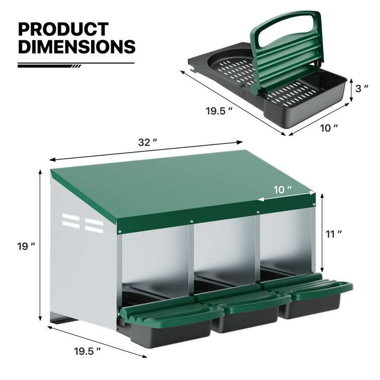 Homestead Essentials Roll-Out 3-Compartment Chicken Nesting Box