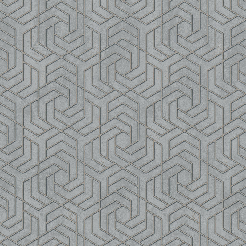 Hex Geometric Wallpaper, Gold/Grey