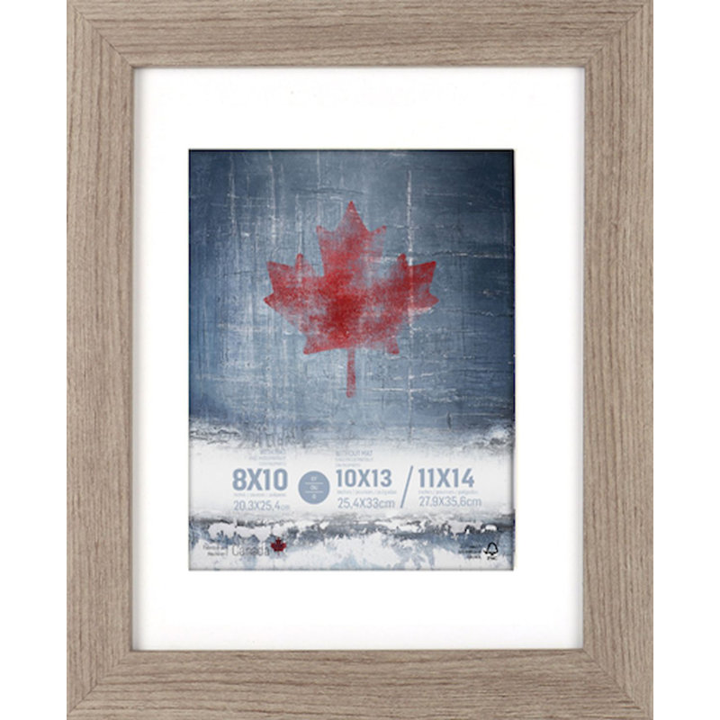 Cadre photo simple en bois biseauté, gris, 10 po x 13 po
